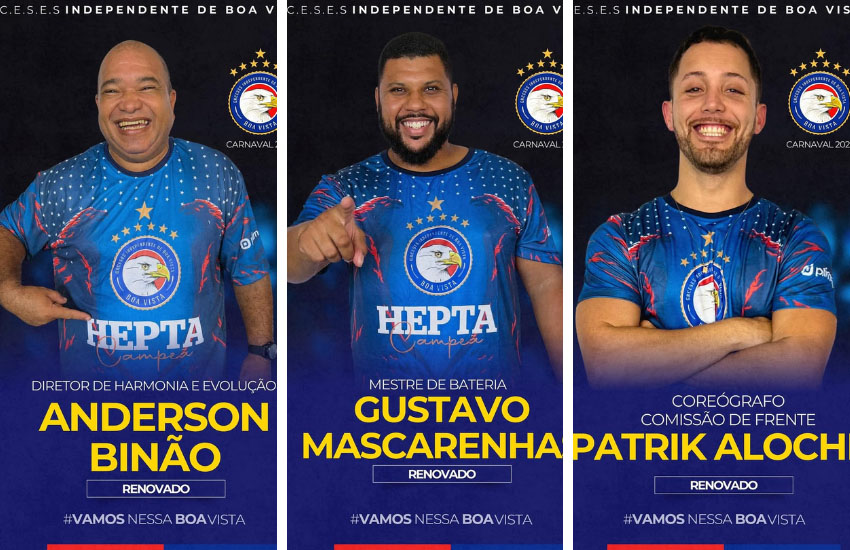 Boa Vista renova com Anderson Binão, mestre Gustavo e Patrick Alochio