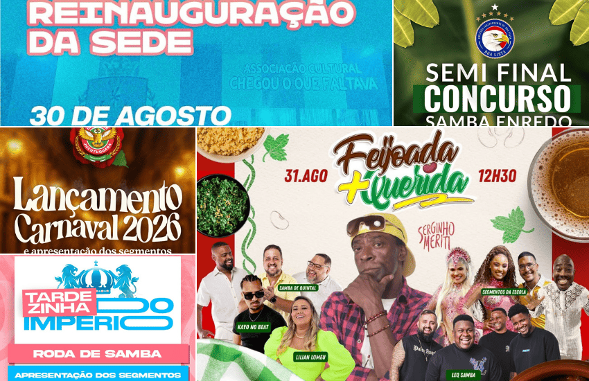 Agenda das escolas de samba: Veja os eventos do final de semana